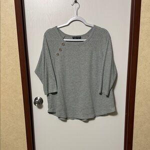 Shop Basic USA Casual Gray Button-Accent Top Size M